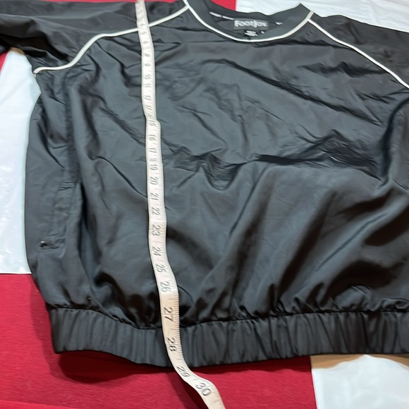 Footjoy Black Golf V-Neck Windbreaker Jacket Mens large Polyester White coat FJ - Picture 8 of 13